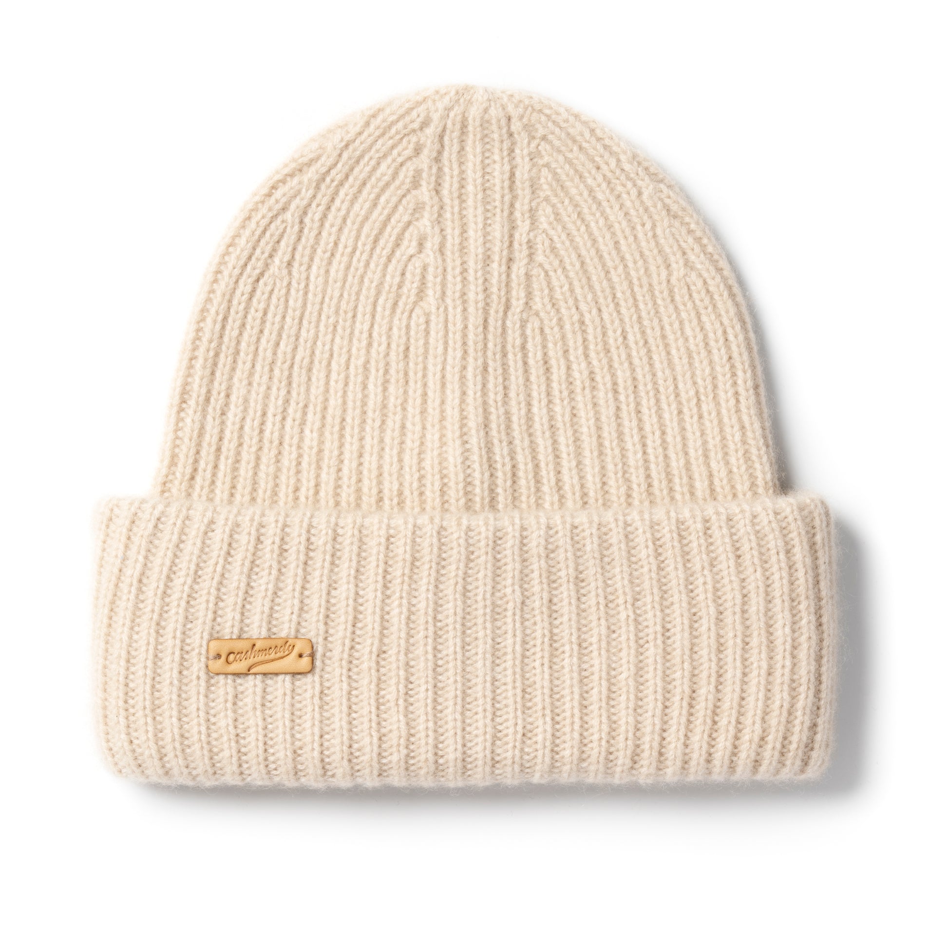 Beige Kaschmir Mütze Damen weich und warm