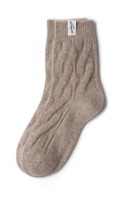 Kaschmir Bettsocken / Naturbraun